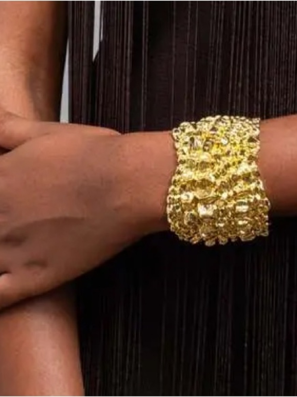 NWOT Alexis Bittar Shiny Gold Sculpted Statement Cuff Bracelet